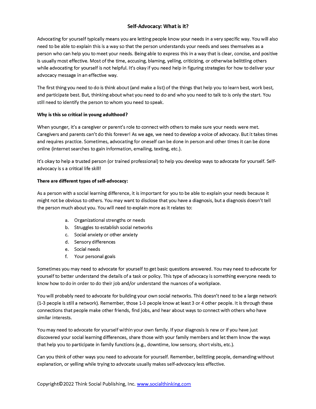 What is Self-Advocacy